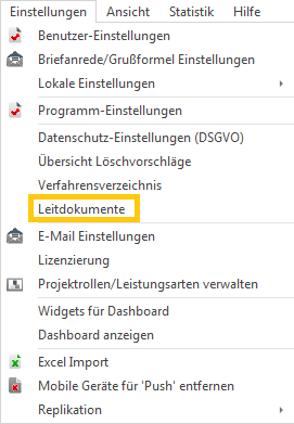 DSGVO-Datenschutz-Menü-Leitdokumente